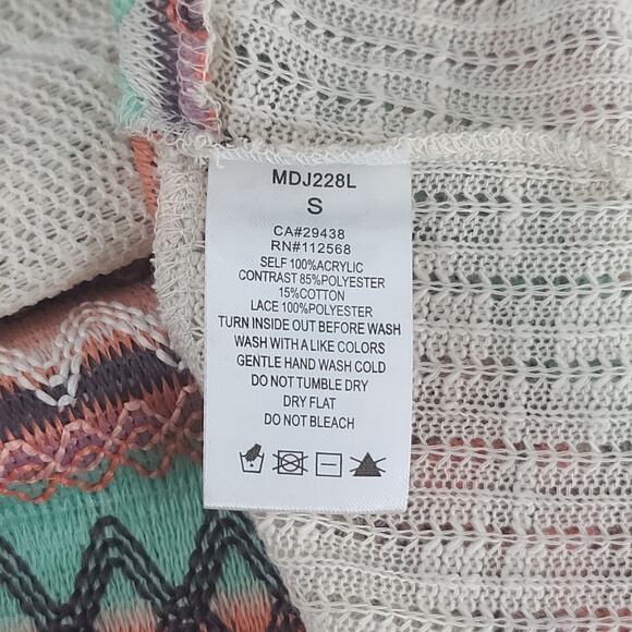 Miss Me Southwestern pattern open cardigan ladies sweater Size Small Country - Picture 8 of 8